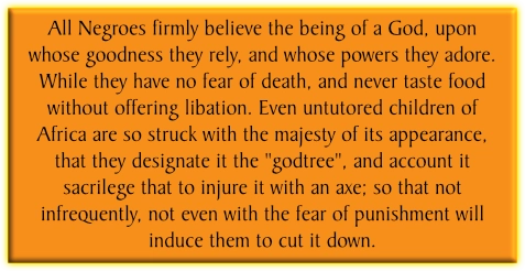 Decorative quote that describes the Godtree (Silk Cotton Tree)