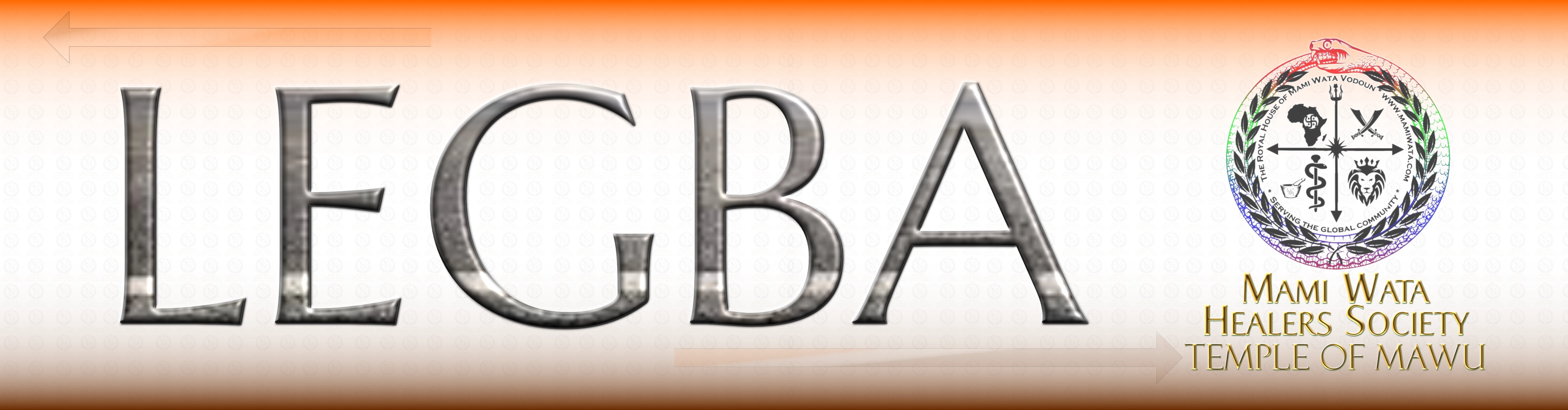 the word "Legba" written next to the Mami Wata Healers Society Temple of Mawu Logo.